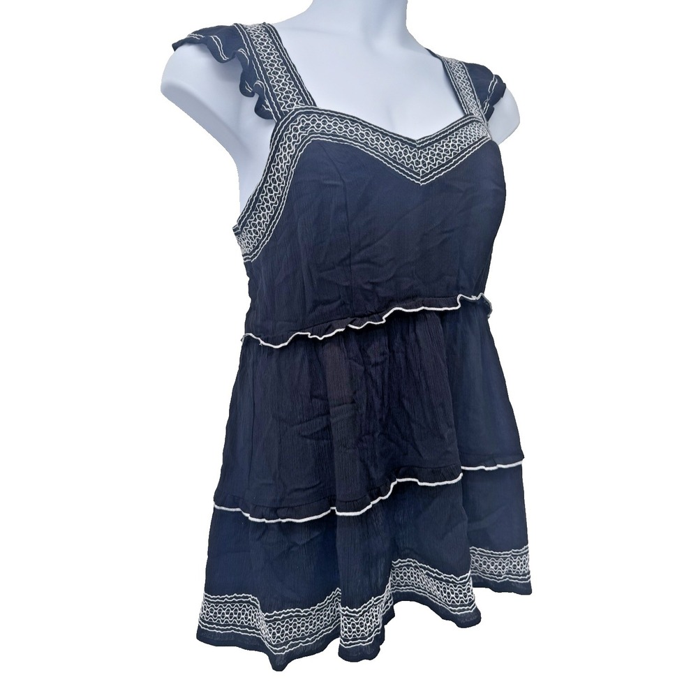 Torrid Babydoll Crinkle Gauze Embroidered Tiered blouse‎ cottage fairy festival